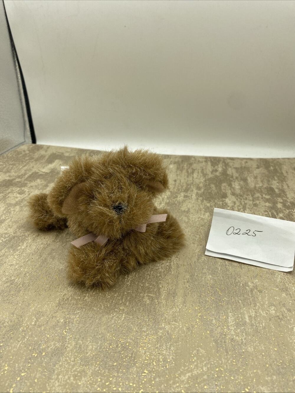 Vintage Hamilton Collection Brown Puppy With Pink Bows Plush Toy 6”